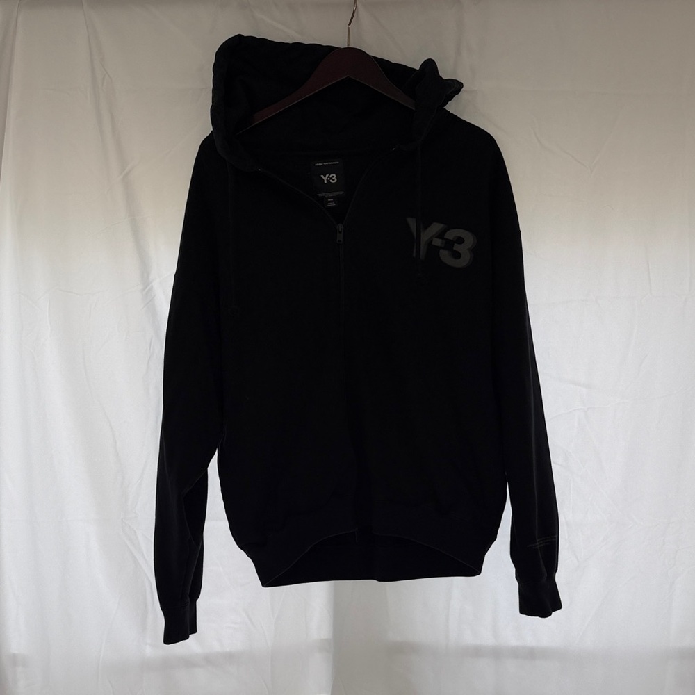 Y-3 Men's Black Zip-Up Hoodie Sweatshirt